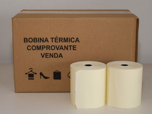 Bobina Térmica 80x80 Cx 16 Rolos Amarelo Bobina Térmica 80x80 Cx 16 Rolos Amarelo 1